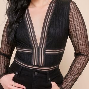 NWT Lulus Black Sheer Bodysuit